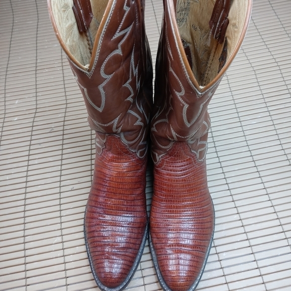 Tony Lama Gold Lable women's exotic pecan brown Teju lizzard Western boots. Sz 6 - Picture 3 of 11